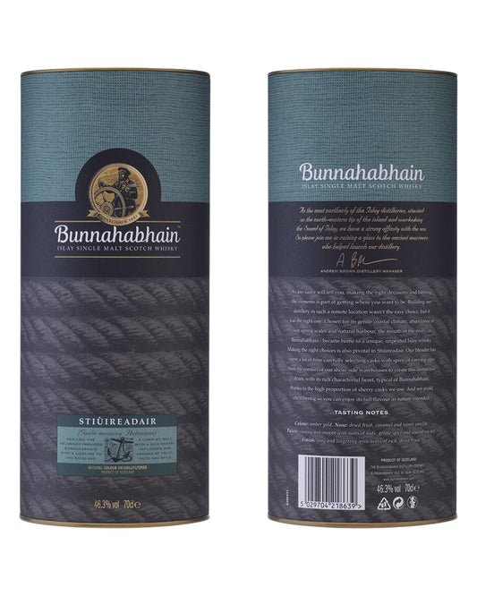 Bunnahabhain Stiùireadair 46.3% — tubo delante y detrás