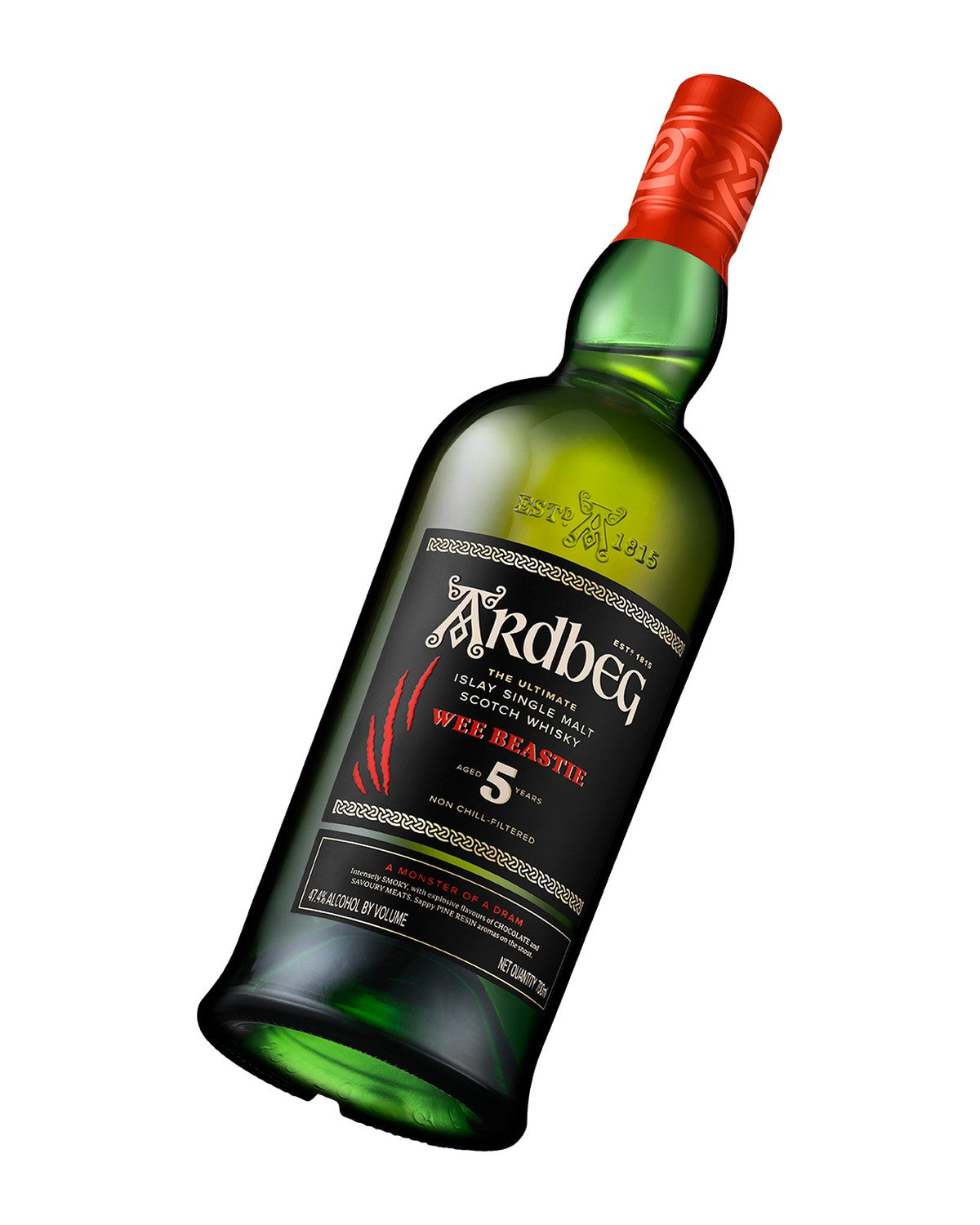 Ardbeg Wee Beastie — botella inclinada
