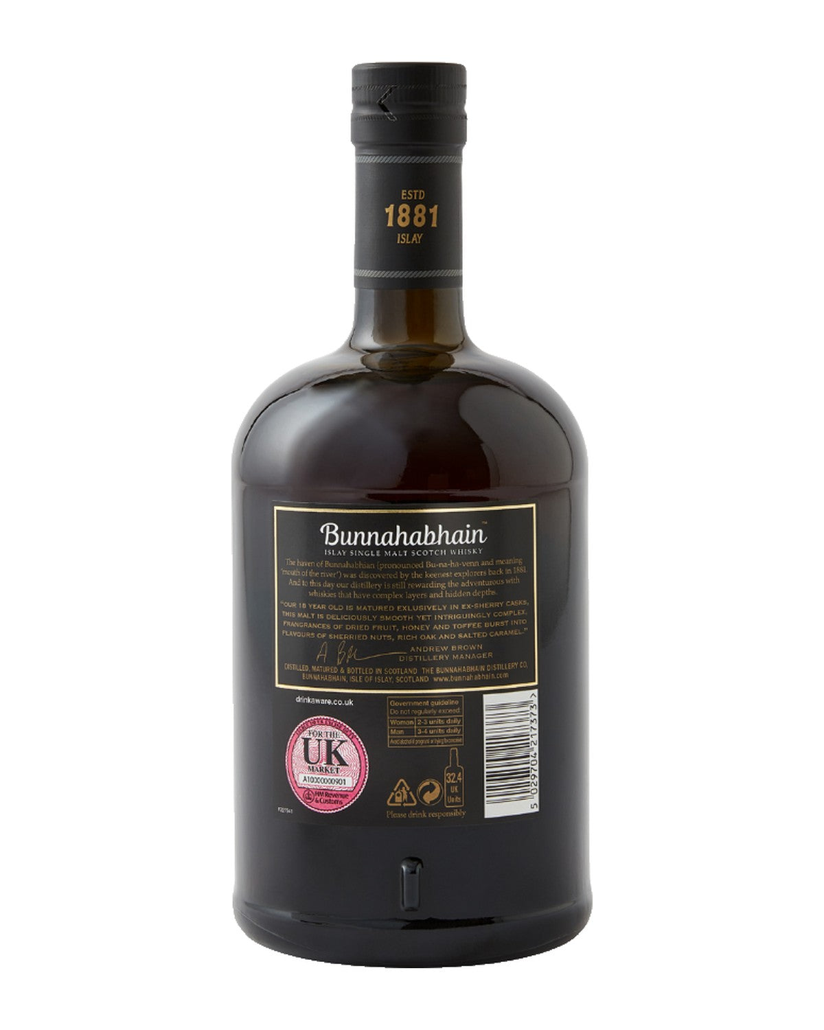 Bunnahabhain 18 46.3% — contraetiqueta