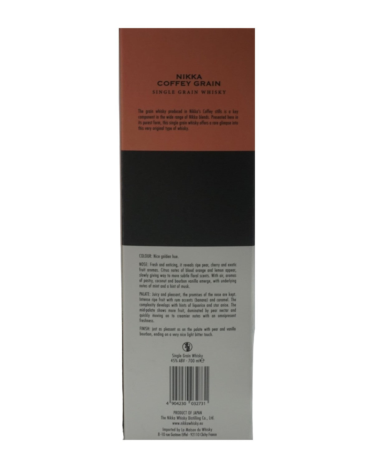 Nikka Coffey Grain — trasera del estuche