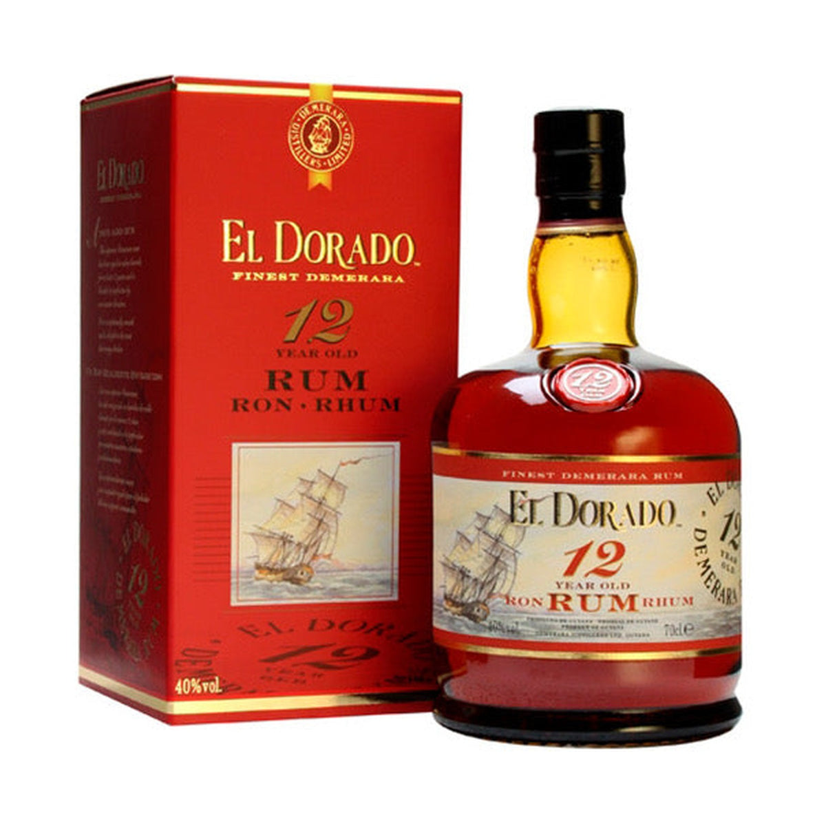 Ron El Dorado 12 años con vaso